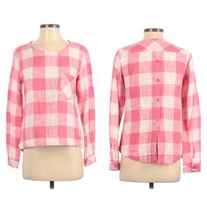 ANTHROPOLOGIE Cloth & Stone top, pink & white, XS